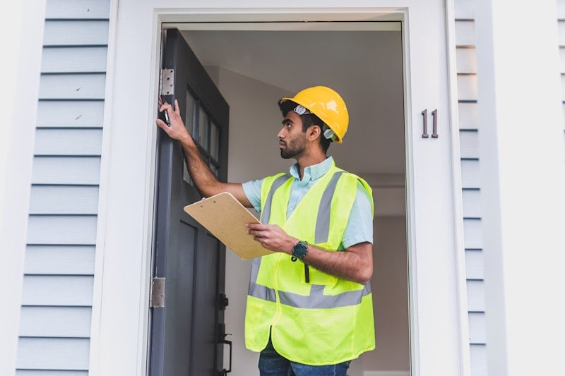 HVAC technician arriving at a residential home